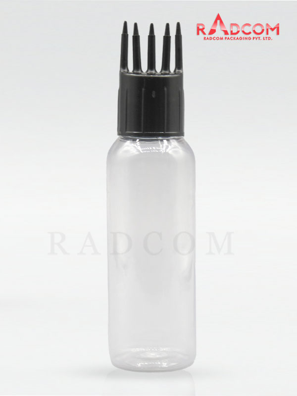 50ML Boston Clear Pet Bottle with Black Hair Applicator